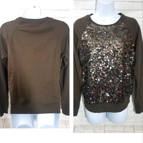 Forever 21 Olive Green Sequin Sweater - Picture 1 of 6